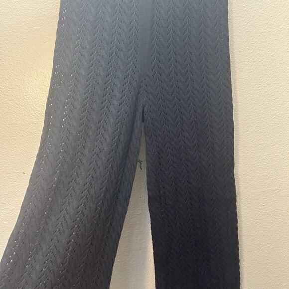 Lulus Black Knit Sheer Crochet Beach Swim Coverup Pants Boho Festival Size Small - Picture 4 of 9